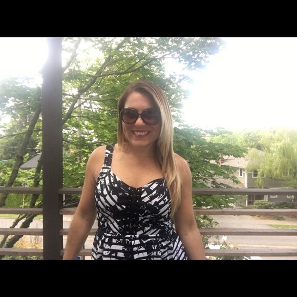 Floral Lace Up Fit and Flare Dress - Picture 4 of 4